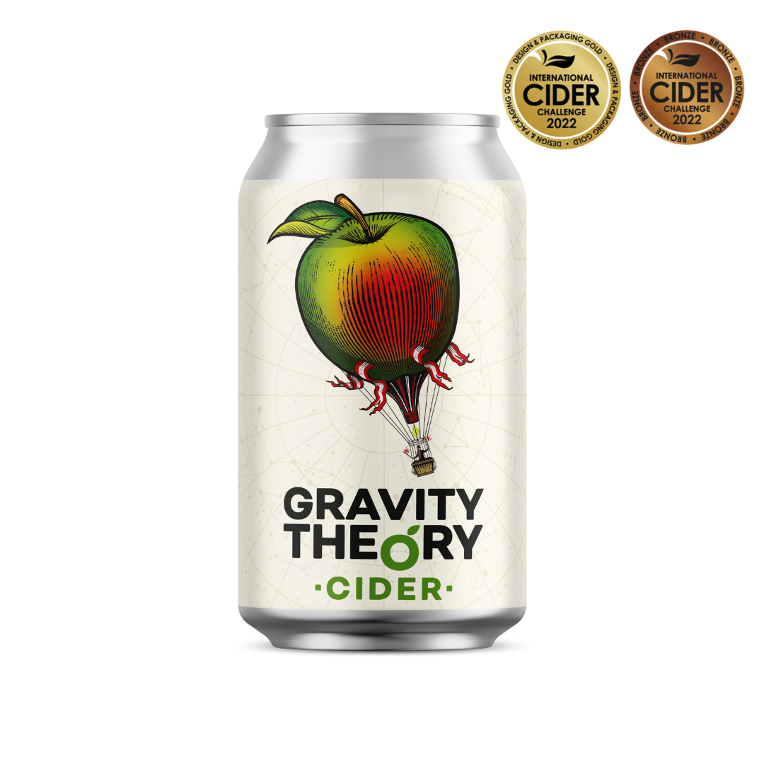 Gravity Theory Cider 330ml can with awards