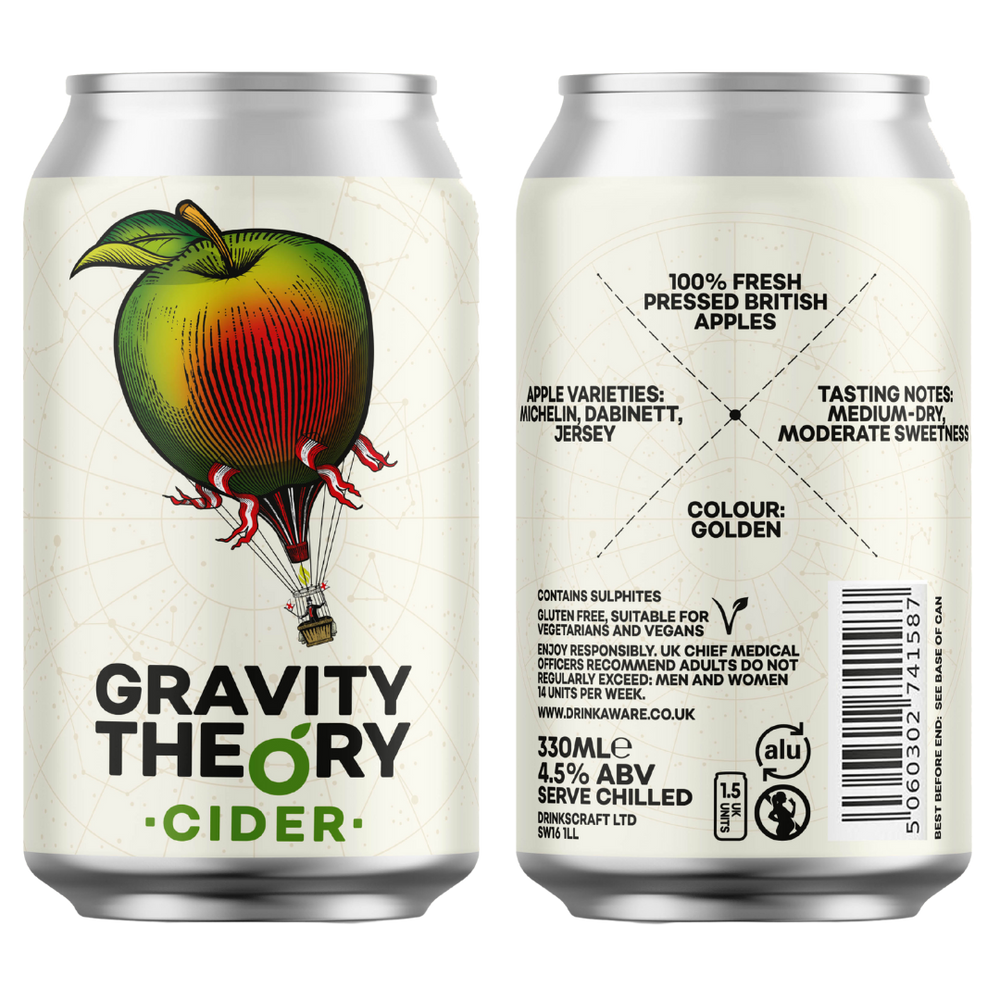 
                      
                        Gravity Theory Cider 330ml can with back of pack
                      
                    